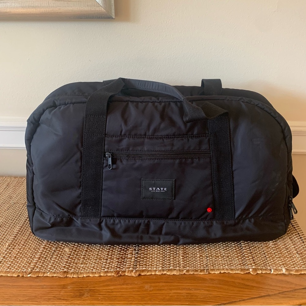 State FRANKLIN WEEKENDER Gym Nylon Bag in Black Running Travel Lotus Flower